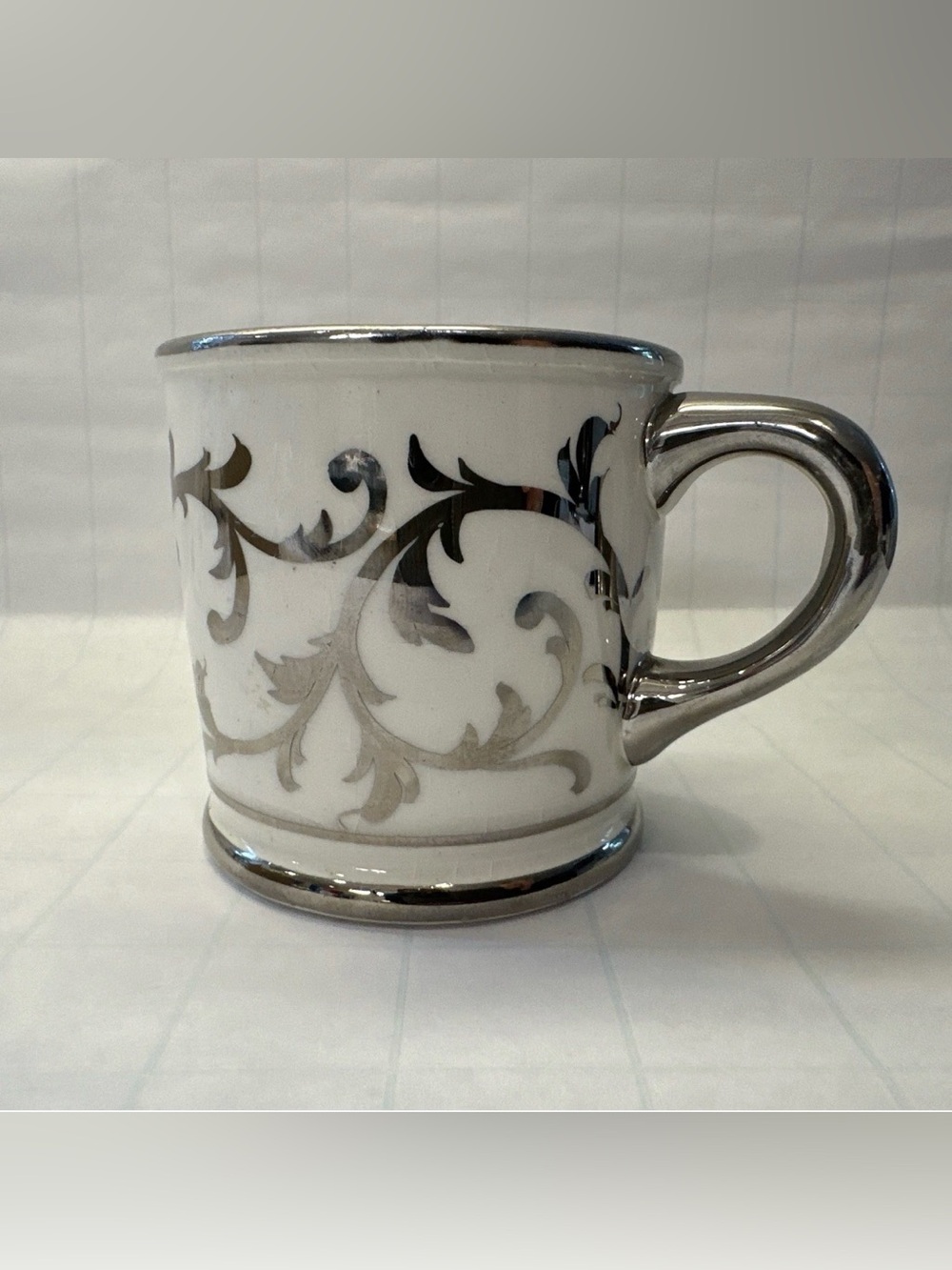 Antique American Belleek Sterling Silver Luster Coffee Tea Cup AS IS Arched Mark
